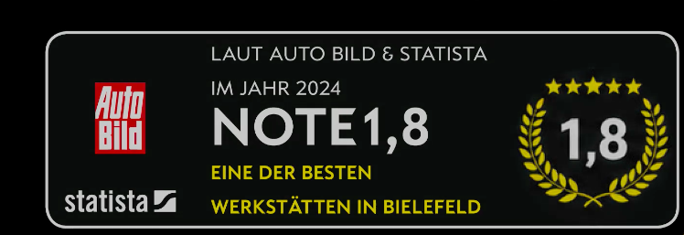 Auto Bild und Statista 2024 – Note 1,8 – eine der besten Werkstätten in Bielefeld